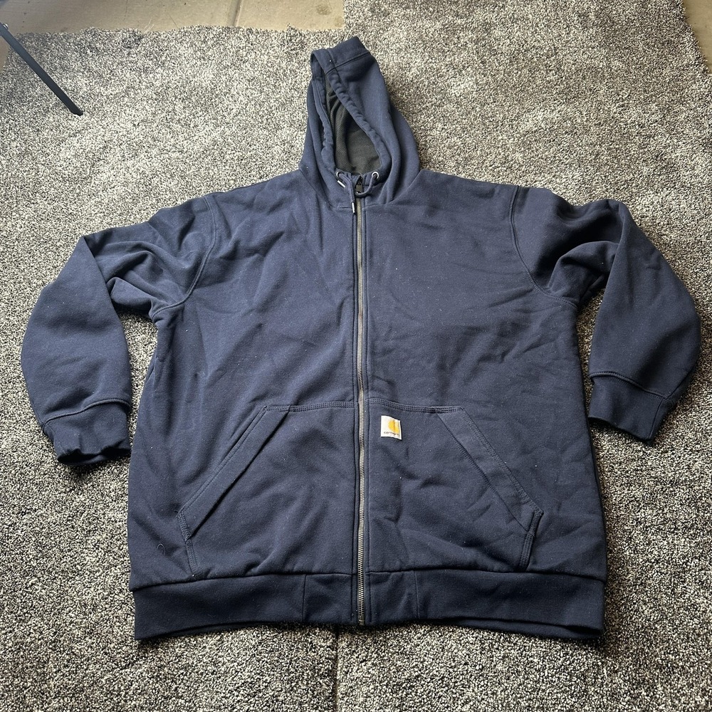 Carhartt Hoodie Mens XL Blue Rain Defender Full Zip Hooded Pockets Heavyweight